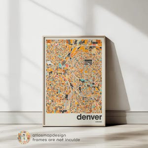 Impresión del mapa de la ciudad de Denver: arte mural minimalista de Colorado