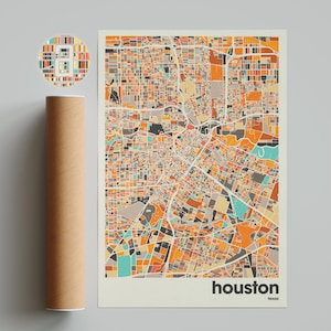 Houston Texas City Map Wall Art Print - Minimalistische Texas City Poster voor Home & Office Decor, Modern Custom City Map Gift