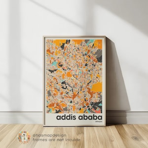 Addis Abeba Mapa Wydruk – Niestandardowa Mapa Miasta Sztuka Ścienna, Nowoczesny Plakat Etiopii, Spersonalizowany Wystrój Domu, Prezent Podróżny, Wystrój Biura