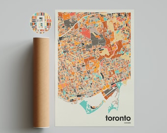トロント（カナダ）の地図プリント – 自宅やオフィス向けのミニマルな都市ポスターウォールアート