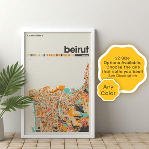 Beirut Libanon Karte Print: Moderne Stadt Wandkunst (Digitaler Download)
