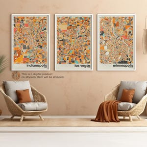 Conjunto de 3 impressões de mapas personalizados - pôsteres de viagem personalizados, arte de parede para qualquer local para decoração de casa e escritório - download digital