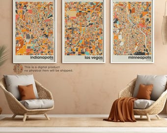 Custom City Map Print Set of 3: Personalized Travel Wall Art (Digital Download)
