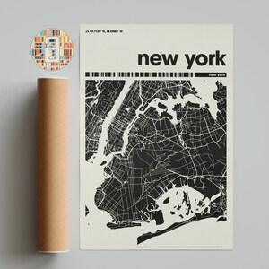 Mapa de la ciudad de Nueva York, mapa de la ciudad de Nueva York, mapa minimalista de la ciudad, mapa moderno de la ciudad, póster de la ciudad personalizado, impresión de arte de pared, decoración del hogar, decoración de la oficina