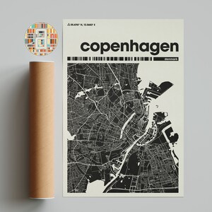 Kopenhagen Stadt Karte, Dänemark Stadt Karte, Minimalistischer Stadtplan, Moderne Stadt Karte, Individuelle Stadt Poster, Wand Dekoration, Büro Dekor