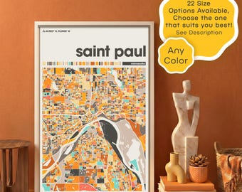 Saint Paul Minnesota Map Digital Download, Colorful Twin Cities City Poster, Custom St Paul