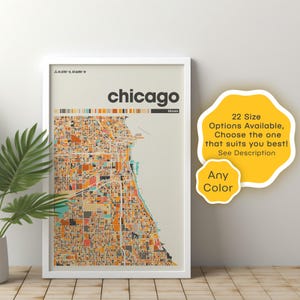 Chicago Map Print – Custom Digital City Poster, Illinois Wall Art, Modern Chicago Decor, Personalized Map Gift, Printable Artwork