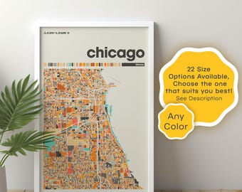 Chicago Map Print: Custom Cityscape Art, Modern Home Decor (Digital Download)
