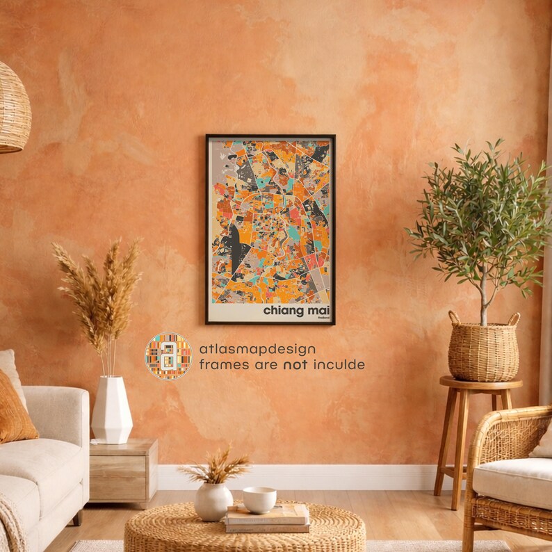 Chiang Mai Thailand City Map Print - Minimalist Wall Art, Home Decor, Living Room Gallery image 11