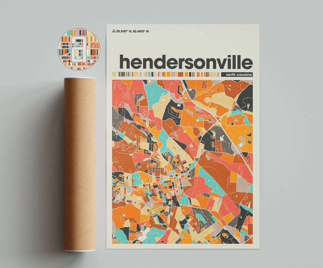 Hendersonville Colorful Map City of Hendersonville Map Hendersonville