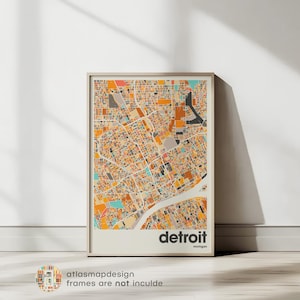 Detroit City Map Digital Download, Michigan Minimalist Wall Art, Modern Home Decor, Office Decor, Custom City Poster, Urban Map Print