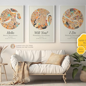 Love Story Wand Kunst 3er Set, Romantisches Wohndekor für Paare, Housewarming Geschenk für Verlobte oder Verheiratete Freundin & Frau