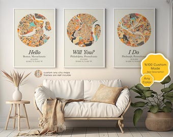 Love Story Wall Art Set of 3, Romantic Home Decor for Couples, Housewarming Gift for Engaged or Married Girlfriend & Wife