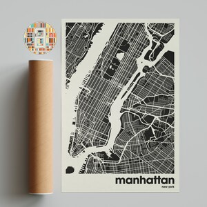 Carte de Manhattan, impression de carte de Manhattan, carte minimaliste, impression de New York, décoration minimaliste, art mural imprimable, salon, décoration d'intérieur, galerie