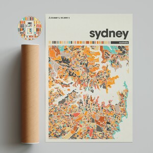 Sydney Colorful Map, City of Sydney Map, Sydney Minimalist  Map, Sydney Print, Sydney Poster, Sydney Art, Map of Sydney, Australia City Map