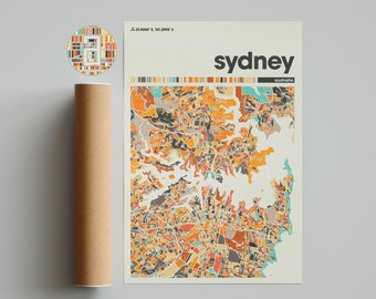 Sydney Australia Map Print – Colorful Minimalist City Poster Wall Art for Home or Office