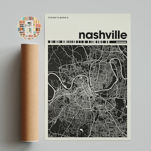 Nashville City Map, Tennessee City Map, Minimalist City Map, Modern City Map, Custom City Poster, Wall Art Print, Home Decor, Office Decor