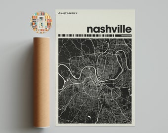 Nashville Map Print | Tennessee City Street Map Poster | Music City Wall Art | Nashville TN Gift