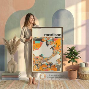 Madison Wisconsin City Map Print – Colorful Minimalist Poster Wall Art for Home or Office image 16
