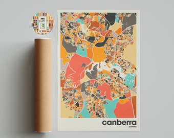 Canberra Map Print, Colorful Map, Minimalist Canberra Print, Australia City Map, Office Decor, Beige Wall Decor, Art Prints, Printable Art