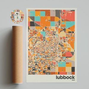 Lubbock Map Print, Colorful Map, Minimalist Lubbock Print, Texas City Map, Office Decor, Beige Wall Decor, Art Prints, Printable Art