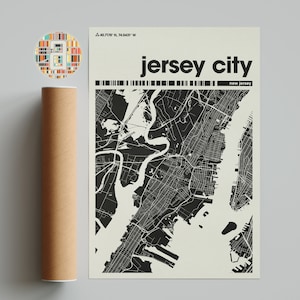 Jersey City City Map, New Jersey City Map, Minimalist City Map, Modern City Map, Custom City Poster, Wall Art, Home Decor, Office Decor