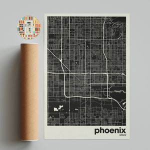 Plan de la ville de Phoenix, plan de la ville de l'Arizona, plan de la ville minimaliste, plan de la ville moderne, affiche personnalisée de la ville, impression d'art mural, décoration d'intérieur, décoration de bureau