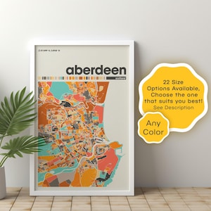 Aberdeen Scotland City Map Poster: Modern Scottish Travel Print