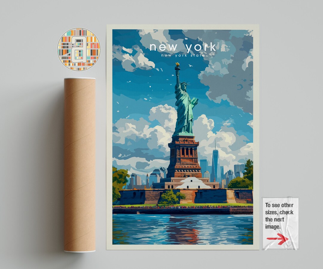 Statue of Liberty New York Print – Travel Poster Wall Art for Home or ...