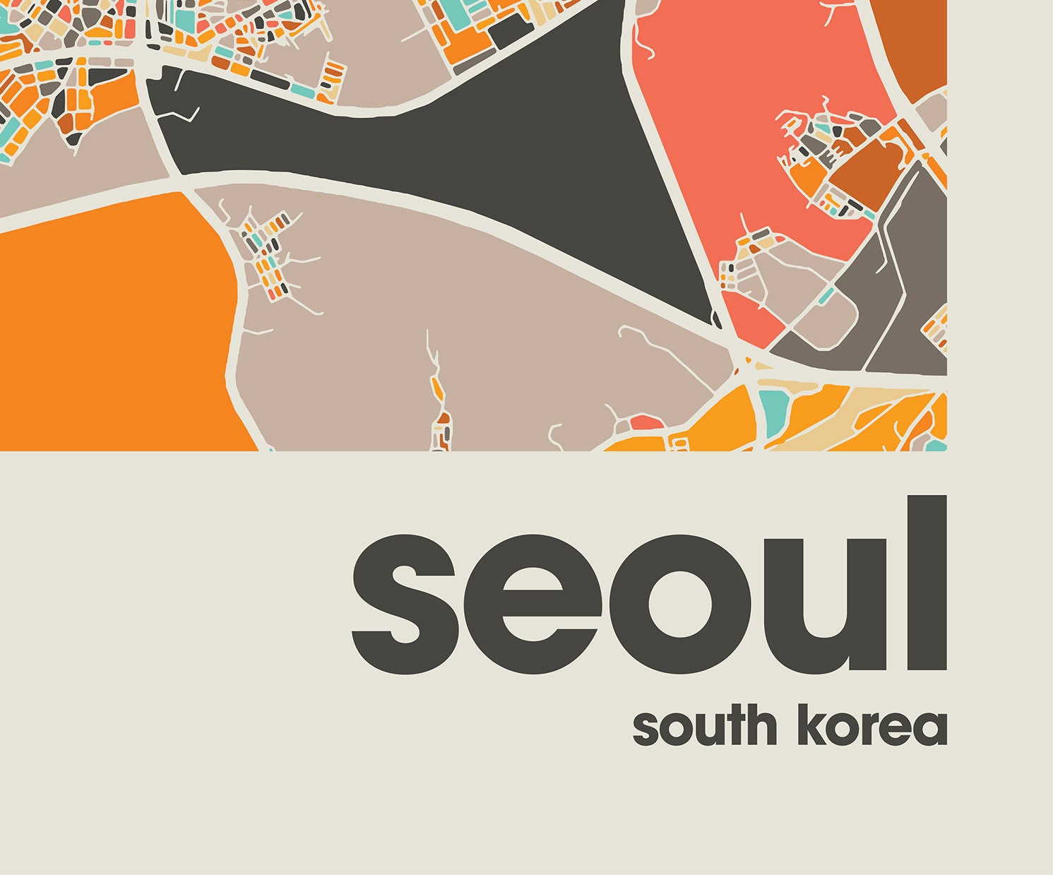 seoul-map-print-colorful-map-minimalist-seoul-print-south-korea-city