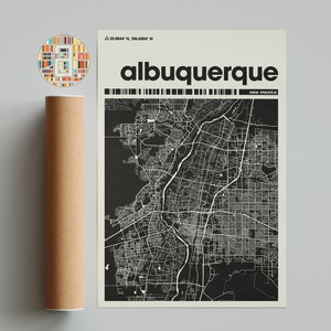 Albuquerque Stadt Karte, New Mexico Stadt Karte, Minimalistischer Stadtplan, Moderne Stadt Karte, Individuell Stadt Poster, Wohndeko, Bürodeko
