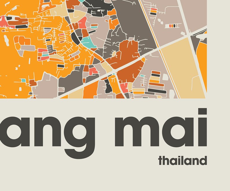 Chiang Mai Thailand City Map Print - Minimalist Wall Art, Home Decor, Living Room Gallery image 12
