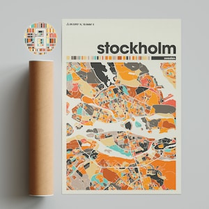 Stockholm Map Print: Colorful Minimalist City Art