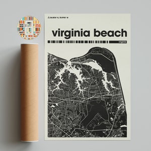 Virginia Beach City Map, Virginia City Map, Minimalist City Map, Modern City Map, Custom City Poster, Wall Art, Home Decor, Office Decor