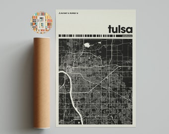 Tulsa Oklahoma City Map Art Print – Minimalist Modern Poster Wall Art for Home Decor