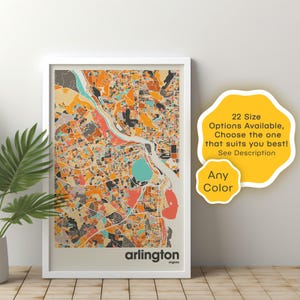 Arlington Virginia City Map Poster Print, Digital Download, Modern Wall Art, Urban Decor, Gift for Travelers & Locals