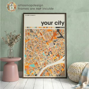Custom Colorful City Map Print Set of 3 Personalized Travel Wall Poster Home Office image 16