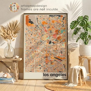 Los Angeles California Map Print – Colorful Minimalist City Poster Wall Art for Home or Office