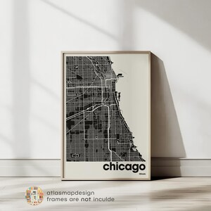 Chicago City Map, Illinois City Map, Minimalist City Map, Modern City Map, Custom City Poster, Wall Art Print, Home Decor, Office Decor