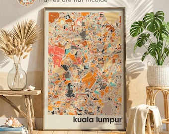 Kuala Lumpur City Map Poster | KL Street Map Wall Art | Malaysia Home Decor Print