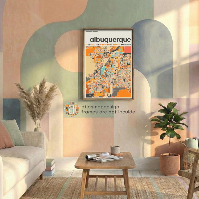 Albuquerque New Mexico Map Print – Colorful Minimalist Wall Art Poster for Home Office Decor, Southwest City Map Gift image 6