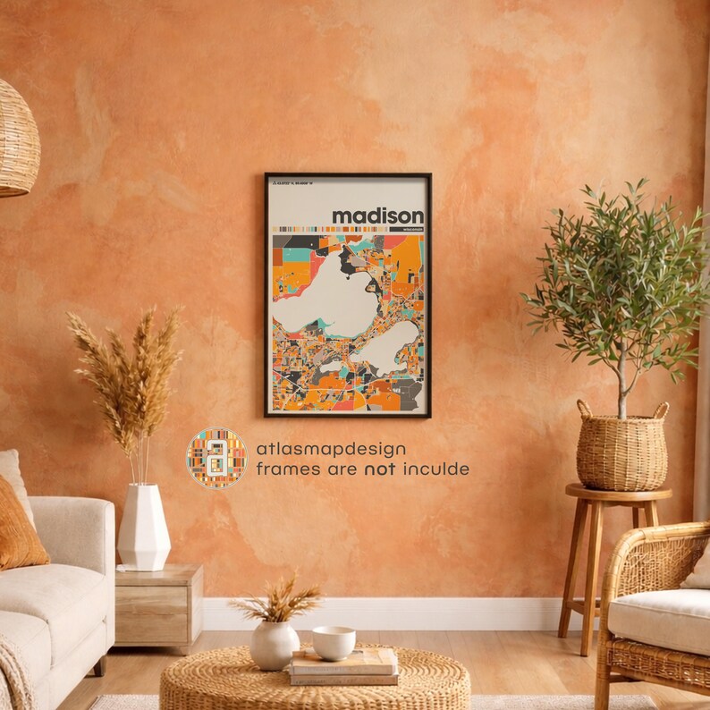 Madison Wisconsin City Map Print – Colorful Minimalist Poster Wall Art for Home or Office image 14