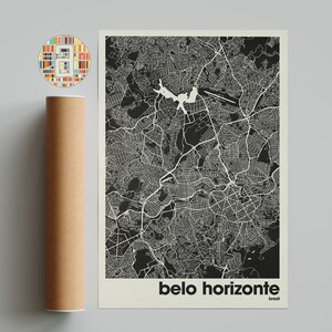 Impresión del mapa de Belo Horizonte, arte mural minimalista de Brasil, decoración imprimible para el hogar, póster con el mapa de la sala de estar, mapa de la ciudad moderna, decoración minimalista