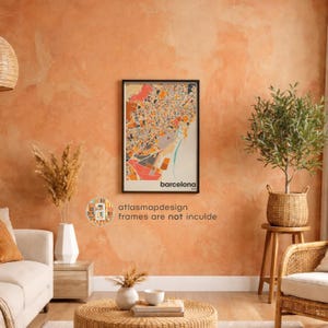 Mapa Barcelony w Hiszpanii, kolorowy minimalistyczny plakat artystyczny, dekoracja ścienna mapy Barcelony, prezent podróżny, dekoracja biura domowego zdjęcie 14
