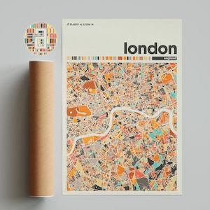 London Karte, London Karte Druck, minimalistische Karte, England Druck, minimalistisches Dekor, druckbare Wandkunst, Wohnzimmer, Dekoration, Galeriewand