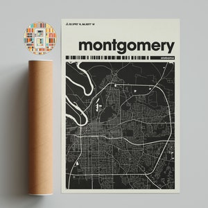 Montgomery Karte, Montgomery Karte Druck, Minimalistische Karte, Alabama Druck, minimalistisches Dekor, Wandkunst, Wohnzimmer, Dekoration, Galeriewand