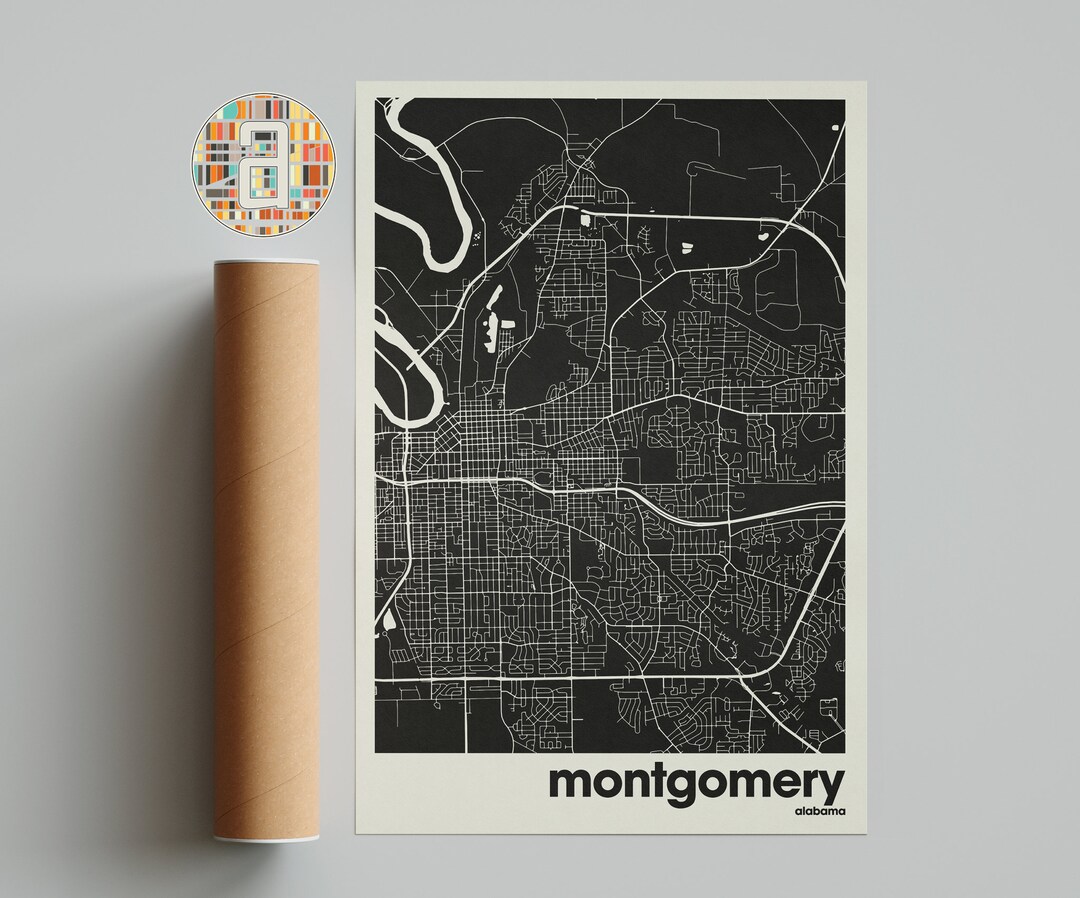 Montgomery City Map, Alabama City Map, Minimalist City Map, Modern City Map, Custom City Poster ...