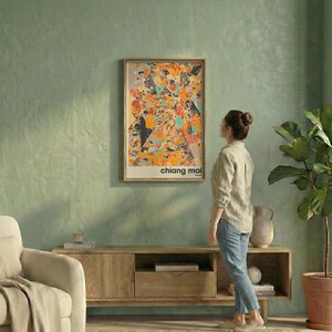 Chiang Mai Thailand City Map Print - Minimalist Wall Art, Home Decor, Living Room Gallery image 20