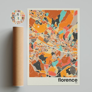 Florence Map Print, Colorful Map, Minimalist Florence Print, Italy City Map, Office Decor, Beige Wall Decor, Art Prints, Printable Art