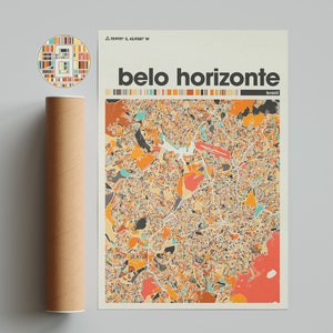 Belo Horizonte Colorful Map, City of Belo Horizonte Map, Belo Horizonte Minimalist  Map, Belo Horizonte Print, Brazil City Map